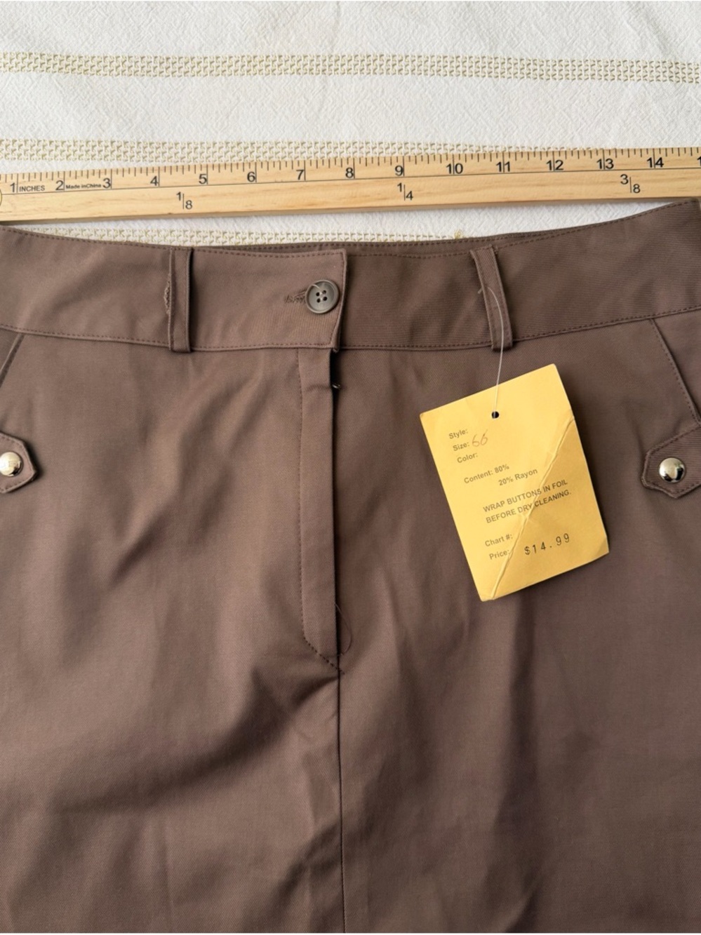 École Creative Design Brown Midi Skirt Size 6 | Minimalist European Chic - Picture 7 of 8